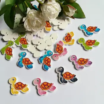 50 adet/grup Kaplumbağa Ahşap Düğmeler Scrapbooking Karışık DIY 2 Delikli Düğmeler Dikiş giysi aksesuarları dekoratif