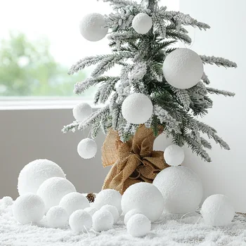 4-10cm Beyaz Köpük Kartopu Ev Düğün Noel askı süsleri Noel Ağacı Kolye Köpük Topu Yeni Yıl Navidad Süslemeleri