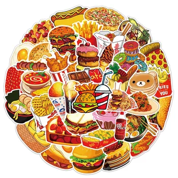10/30/50 ADET Sevimli Gıda Burger Kızartması Gurme Karikatür Çıkartmalar DIY Dizüstü Bagaj Kaykay Graffiti Çıkartmaları Sticker için çocuk