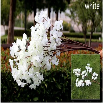 Yapay Kiraz Çiçeği Sahte Çiçek Çelenk Beyaz Pembe Kırmızı Mor Mevcut 1 m/adet Düğün DIY Dekorasyon için Ücretsiz Kargo