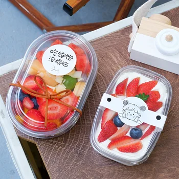 50 Adet Plastik kapaklı kutular Taşınabilir Meyve Durumda One-off Paket Gıda Konteyner Ev Partisi Düğün için Yeniden Kullanılabilir İstiflenebilir