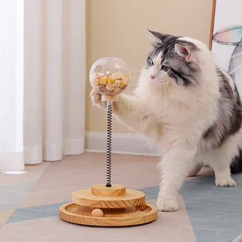 Tumbler Salıncak Oyuncaklar Kediler Yavru İnteraktif Kedi Oyuncak Kediler Aksesuarları İnteraktif kedi maması Besleyiciler Ahşap Malzeme