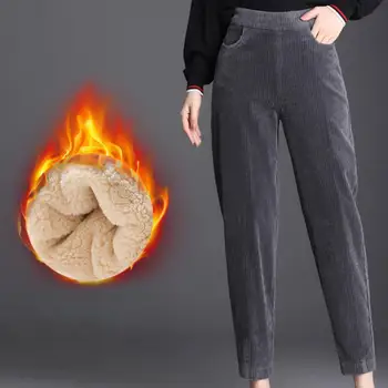 Dropshipping!! 2021 Yeni Kadın Pantolon Peluş Elastik Bel Sıcak Düz kış pantolonları Günlük Kullanım için