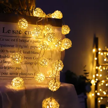 Chicinlife 1.2 m 10 Led Rattan topları dize ışıklar noel açık Garland düğün doğum günü partisi dekorasyon peri dize ışık