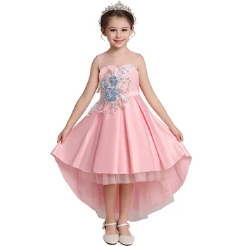 Yeni Yıl zarif töreni petal Boncuklu kek örgü elbise çocuk elbise kız kuyruklu Prenses Doğum Günü Partisi balo Elbise