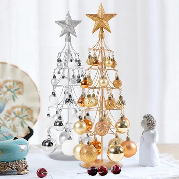 Demir Çerçeve Noel Ağacı Topu El Sanatları Hediye Zarif Masaüstü Yıldız Noel Ağaçları Noel Ağacı Tutucu Şenlikli Süs Dekor