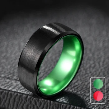 Tıgrade Erkekler Moda Yüzük Tungsten Karbür Siyah Parmak Bandı Düğün ıçin Yeşil/kırmızı ıçinde 8mm Özel anillo hombre anel masculino