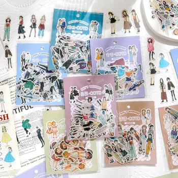 40 adet / paket Moda Erkek ve Kız Gardırop Washi Kağıt Çıkartmalar Scrapbooking Dıy Günlüğü Sticker Kırtasiye Malzemeleri Kawaii Çıkartmalar