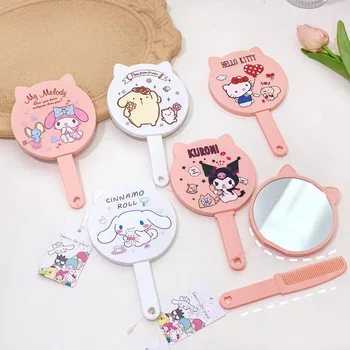 Sanrio El makyaj aynası Kuromi Cinnamoroll Hello Kitty My Melody Kawaii Mini Kompakt Aynalar Kozmetik Ayna Kadınlar için