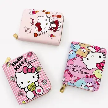 Hello Kitty Çanta bozuk para çantaları Karikatür Baskılı Pu Sanrio Kawaii deri kartlık Kadınlar için Kart Cüzdan seyahat cüzdanı Hediyeler