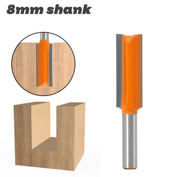 1 ADET 8MM Shank freze kesicisi Ahşap Oyma Çapı 14mm Çift Flüt Düz Bit ahşap için kesici Tungsten Karbür Yönlendirici Bit