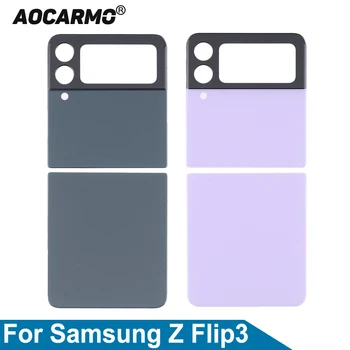 Aocarmo Samsung Galaxy Z Flip3 5G Z Flip 3 arka kapak Cam Arka Pil Konut SM-F711 F711B F711U Yedek parça