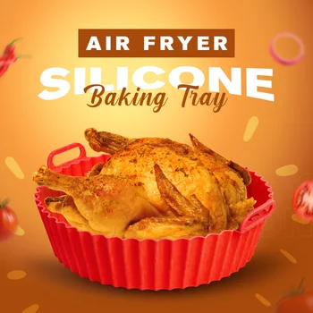 Hava Fritöz Silikon Pişirme Tepsisi Pot Pişirme Tepsisi Kızarmış Pizza Tavuk Mat Hava Kurutucu Yuvarlak Kullanımlık Kek Tava Hava Fritöz Aksesuarları