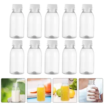 15 adet Şişe Suyu Boş Şeffaf içecek şişesi Kapları Süt Yeniden Kullanılabilir Plastik İçecek Su Şeffaf Konteyner Kapakları