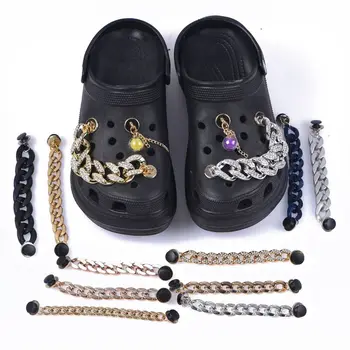1 Adet Yeni Tasarımcı Zincir Ayakkabı Takılar Croc Aksesuarları Metal Charm Dekorasyon Croc takunya ayakkabı Kolye Toka Kız Hediye için