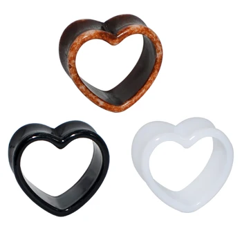 2 adet Akrilik Kalp Şekli Kulak Tünelleri Kulak Genişletici Eti Kulak Tıkaçları Moda Beyaz Siyah Kahverengi Yeni Stil Vücut Piercing Takı