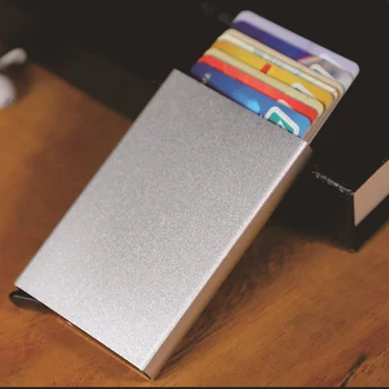 Özelleştirilmiş Anti-hırsızlık RFID KİMLİK Kredi kart tutucu Mini İnce Alüminyum Metal Cüzdan Erkekler İçin Cep Durumda Banka Kadın Kartları Kutusu