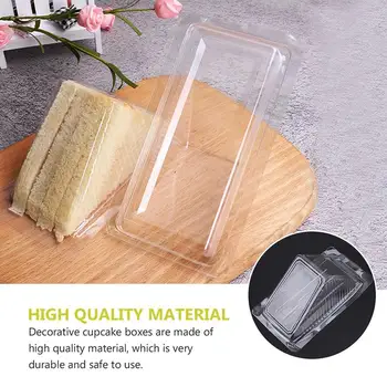 Sandviç kutu konteyner Üçgen Tek Kullanımlık Plastik Kaplar Kek Cheesecake Gıda Kama Kutuları Pasta Kapaklı Çıkar Dilim