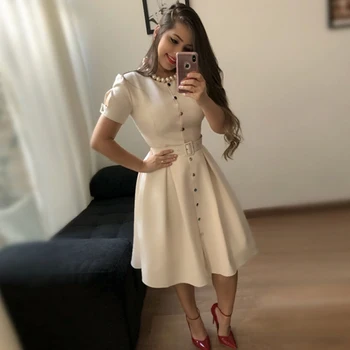 2019 Ön Düğmeler Elbise Kısa Kollu Kadın Pilili Elbiseler Moda Vintage midi vestidos Casual