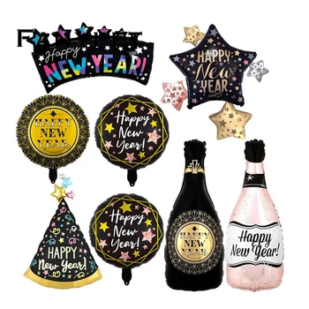 50 adet Navidad 2021 Mutlu Yeni Yıl Folyo Balonlar Bira bardağı şapka Siyah Altın Hava Globos Düğün Doğum Günü Partisi Süslemeleri Çocuk Oyuncakları