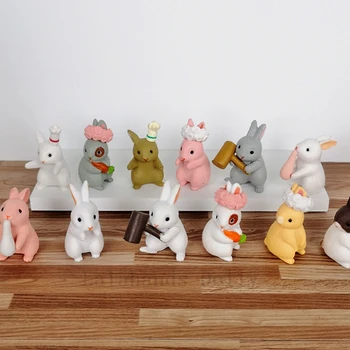 Dollhouse Minyatür Simülasyon Sevimli Tavşan Modeli Erkekler ve Kadınlar için Gıda PlayToys DIY Süslemeleri