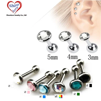 Showlove-Mücevher Kulak Piercing Dudak Vücut Helix Tragus Lob Halter Bar Küpe Kulak Çıtçıt Piercing 3mm ve 4mm ve 5mm Seçilebilir