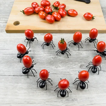 12 ADET Karıncalar Gıda meyve çubukları dekorasyon Karınca Şekli Çatal Aperatif Kek Tatlı Sofra Ev Mutfak için Parti Yemeği Meyve Toplama