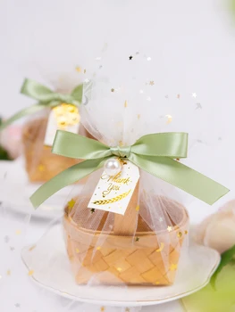 Yaratıcı Taşınabilir Bambu Sepet düğün şeker kutusu hediye çantası Çikolata Favor Ambalaj Bebek Duş Parti Malzemeleri