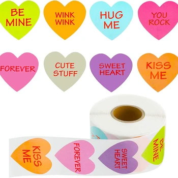 50-500 adet 1 / inç Kalp sevgililer Günü Sticker Sızdırmazlık Sticker 8 Desenler Hediye Dekorasyon Kendinden yapışkanlı Etiket İş Ambalaj