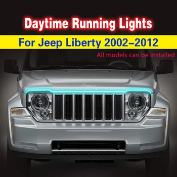Araba Yanıp Sönen 1 ADET Araba LED DRL Jeep Liberty 2002-2012 İçin Gündüz farı Su Geçirmez Esnek ışık şeridi Evrensel Otomatik
