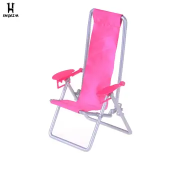 Katlanabilir Şezlong Şezlong plaj sandalyesi Barbie Bebek Evi Güzel Minyatür 12 * 11 * 19.5 Cm