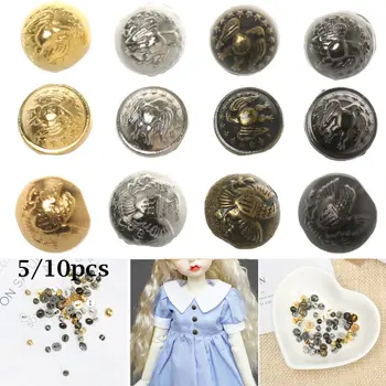 5/10 adet Mini Düğme Toka DIY Bebek Mont Elbise Metal Toka Desen Dekorasyon Tokaları 1/6 Bebek Giyim Dikiş Aksesuarları