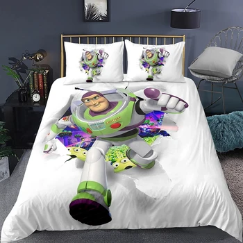 Disney Oyuncak Hikayesi Karikatür nevresim takımı Ev Tekstili Yorgan nevresim takımı Yastık Kılıfı Çocuk Yatak Odası Dekor Erkek Yatak Tek Kraliçe