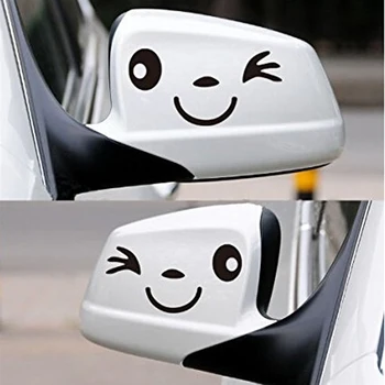 Yansıtıcı Sevimli Gülümseme Araba Sticker dikiz aynası Araba Karikatür Gülen Göz Yüz