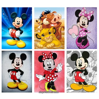 Disney 5D Elmas Boyama Yuvarlak Matkap Elmas Nakış Hayvanlar Mickey Minnie Mouse Resimleri Rhinestones Ev Dekor DSN011
