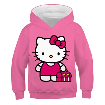 Hello Kitty KT Kedi 3D çocuk giyim Bebek Çocuk Kız kapüşonlu süveter Sonbahar Hoodie Tişörtü Giysileri bebek uzun kollu