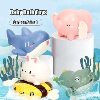 Banyo bebek oyuncakları Karikatür Hayvan Yüzme Ördekler Kurbağa Wind-up Zincir Clockwork Su Oyunu Oyna Banyo Oyuncakları Çocuklar İçin hediye
