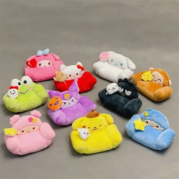 Anime Sanrio Hello Kitty Kuromi peluş oyuncaklar Mini Bebek Küçük Kanepe Kawaii Benim Melodi Sevimli Yaratıcı Kanepe Çocuklar için Hediyeler