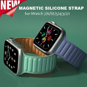 Silikon Bağlantı kayışı apple saat bandı 44mm 40mm 45mm/41mm 38mm 42mm Manyetik Döngü bilezik iWatch Apple watch 5 4 3 se 6 7