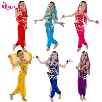 Ruoru Çocuklar Bollywood Oryantal Dans Kostümleri Set Oryantal Dans çocuk elbiseleri Hindistan Oryantal Dans Elbise Oryantal Dans Kız Dansçı