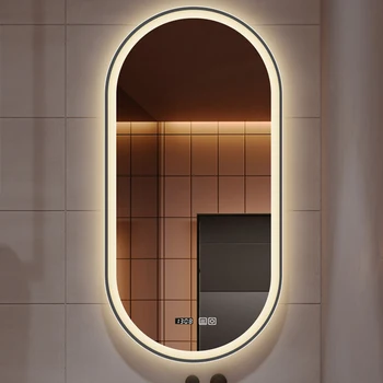 Akıllı Oval Dokunmatik banyo aynası led ışık ışıklı Elektrikli banyo aynası Uzun Özel Espejos Con Luces Banyo Armatürleri