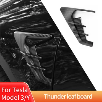 Dekoratif Kapak Araba Yan Kanat panel kamerası Thunder Yaprak Yan İşaretleme Kanat Plakası 2 adet Aksesuarları Tesla Model 3 Y