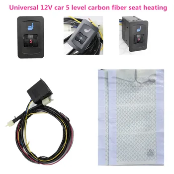 12 V Karbon koltuk ısıtıcıları Evrensel 5 dial için Araba Isıtmalı ısıtma ısıtıcı Koltuk Pedleri Kış İsıtıcı Koltuk Kapakları bel desteği