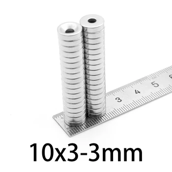 15-200 adet 10x3-3mm Neodimyum Mıknatıs 10x3mm Delik 3mm N35 Yuvarlak Süper Güçlü Havşa Kalıcı Manyetik Mıknatıslar 10 * 3-3mm