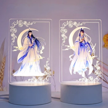Mo Dao Zu Shi oyuncak figürler Wei Wuxian Lan Wangji 3d Gece Lambası akrilik Led renkli ışık masaüstü mefruşat ürünleri kız Hediye