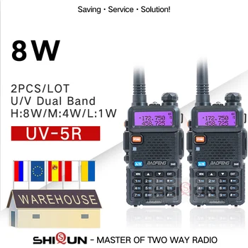 2 adet Gerçek 5W 8W Baofeng UV-5R Walkie Talkie UV 5R Güçlü Amatör Ham CB Radyo İstasyonu UV5R Çift Bantlı Telsiz UV - 82 UV-16