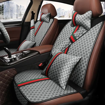 2022 Moda Araba klozet kapağı Seti Araba Emniyet Kemeri Kapağı kaplamalı yastık Seti Keten koltuk minderi Evrensel klozet kapağı s Arabalar için Tam Set
