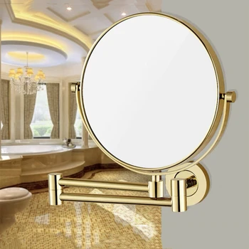 Siyah / Krom makyaj aynası Pirinç 3 Büyütme Duvara monte Katlanır HD Güzellik Aynaları Çift Taraflı 8 İnç Kozmetik Yuvarlak Ayna