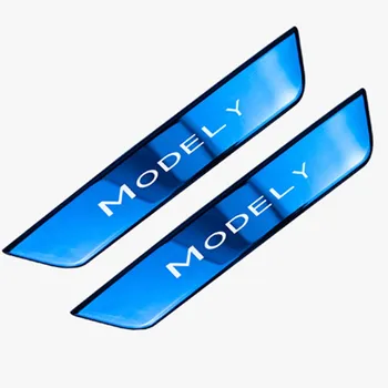 2022 ModelY Kapı Eşiği Dekorasyon Wrap Kapak Tesla Modeli Y 2021 Aksesuarları Pedalı Koruma Şeridi Model y Karbon Fiber