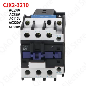 AC Kontaktör CJX2-3210 32A HİÇBİR 3 Fazlı DİN Ray Dağı Elektrik Güç Kontaktörü 24V 36V 110V 220V 380V